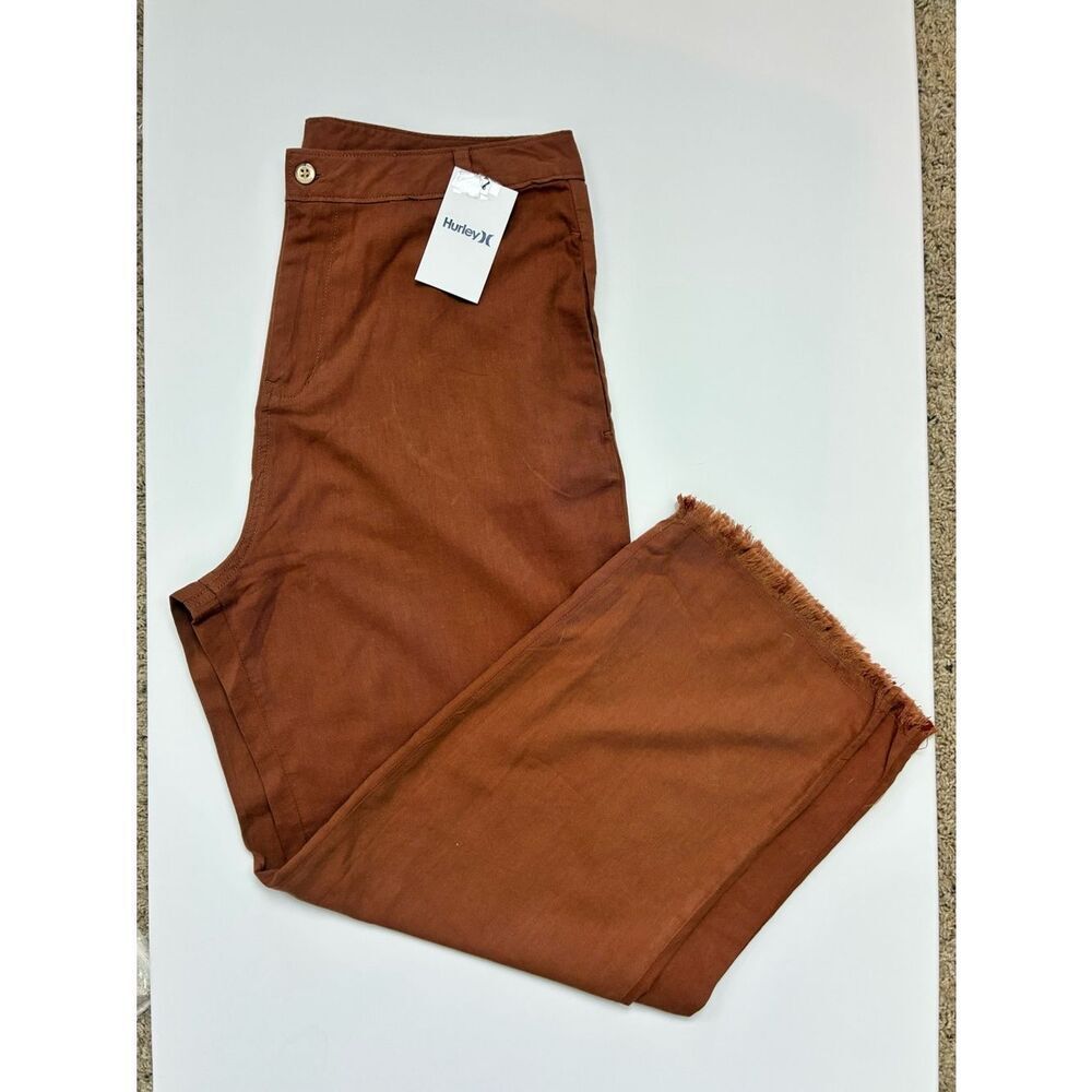 Hurley NWT Mocha Bisque Wide-Leg High Waist Cotton Pants multi season